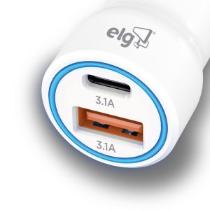 Car Charger with USB-A and USB-C Outputs – White