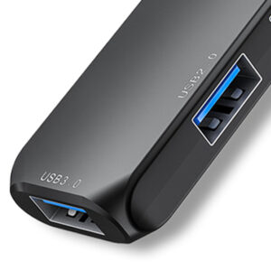 HUB 4 em 1 com 3 portas USB-A e 1 porta USB-C