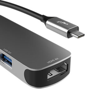 HUB 4 em 1 com 2 portas USB-A, 1 porta USB-C e 1 porta HDMI