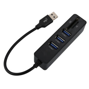 HUB 5 em 1 com 3 portas USB-A, 1 leitor Mini SD e 1 leitor Micro SD