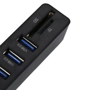 HUB 5 em 1 com 3 portas USB-A, 1 leitor Mini SD e 1 leitor Micro SD