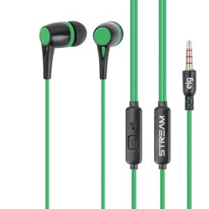Fone de Ouvido Com Fio Intra-Auricular – Preto e Verde
