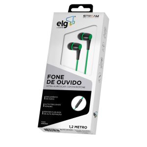 Fone de Ouvido Com Fio Intra-Auricular – Preto e Verde