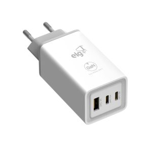 Carregador de Parede GaN 2 Saídas USB-C e 1 USB-A – Branco