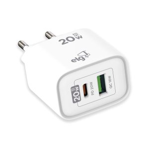 Carregador de Parede Saída USB-A e USB-C – Branco