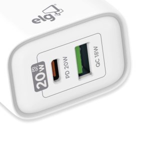 Carregador de Parede Saída USB-A e USB-C – Branco
